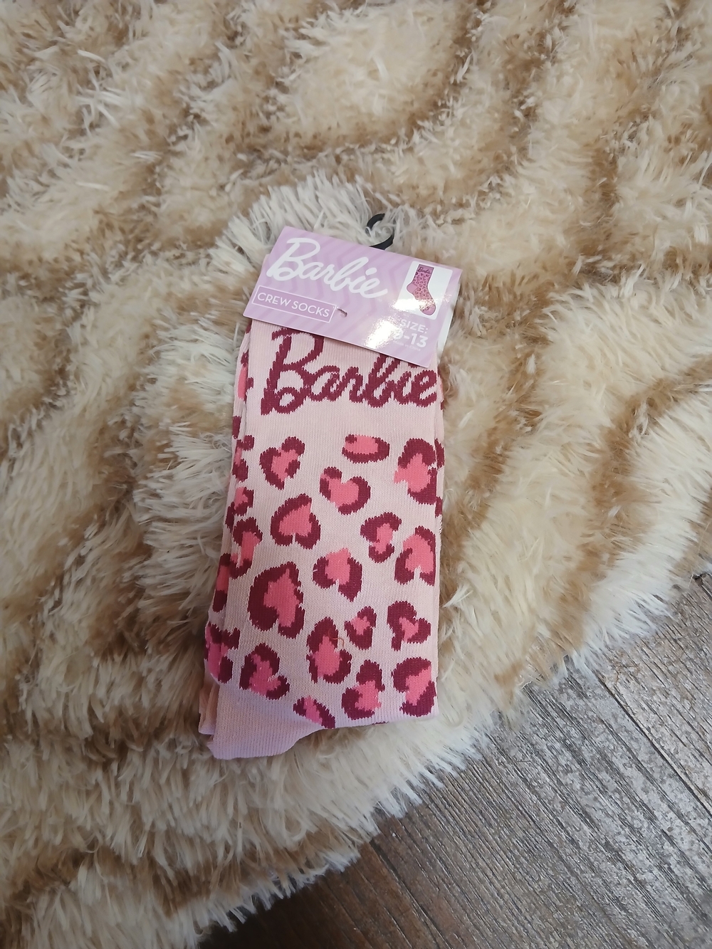 Ladies pink leopard barbie warm decorative red socks lounge